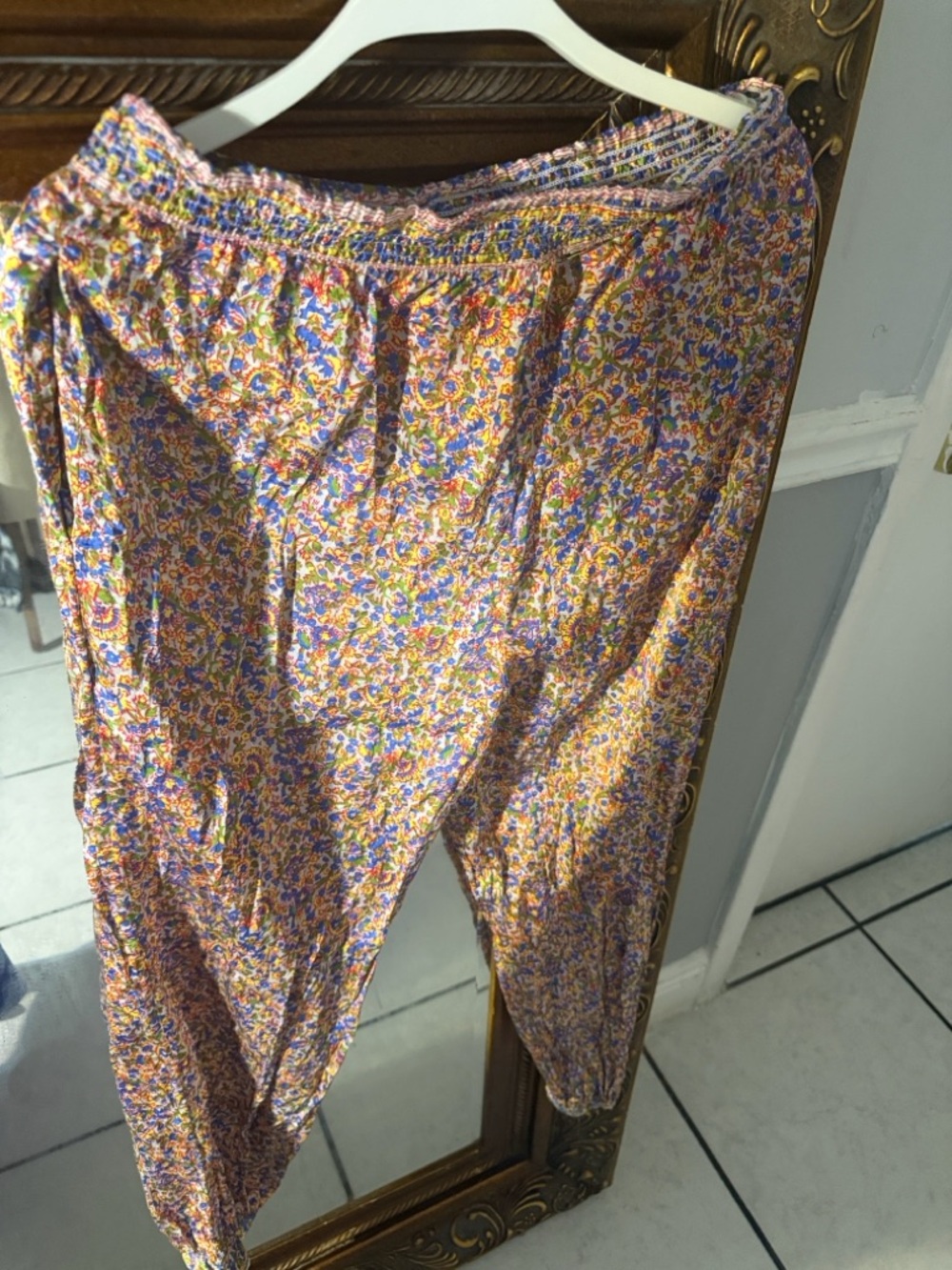 Zara Multicolor Floral Smocked Waist Pants
